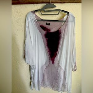 Lined Sheer very flowing bat wing Top NWOT large